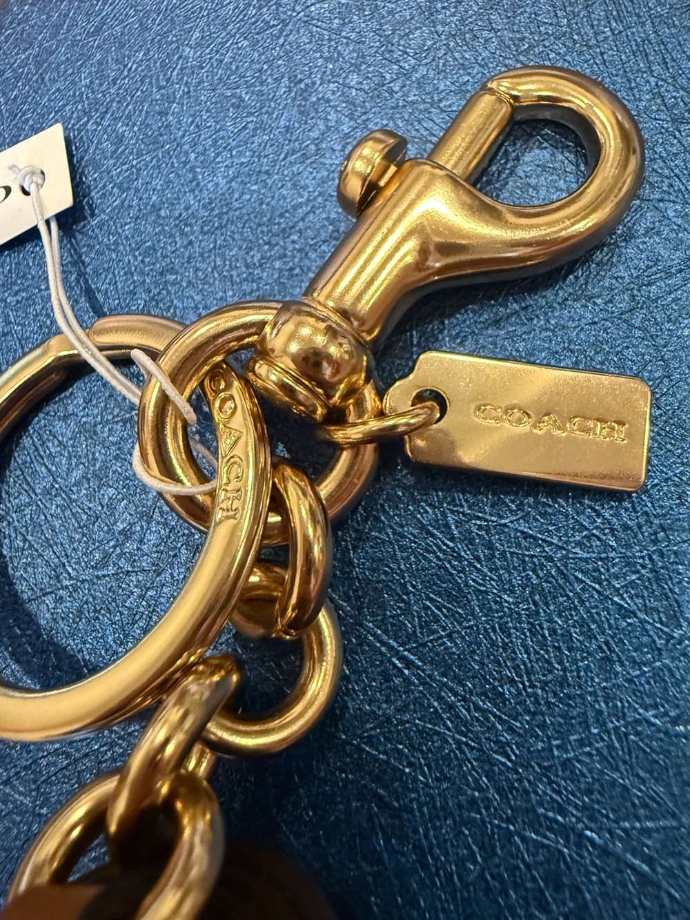 Coach Multicolor Striped Leather Tassel Keychain with Gold Hardware - Picture 2 of 5